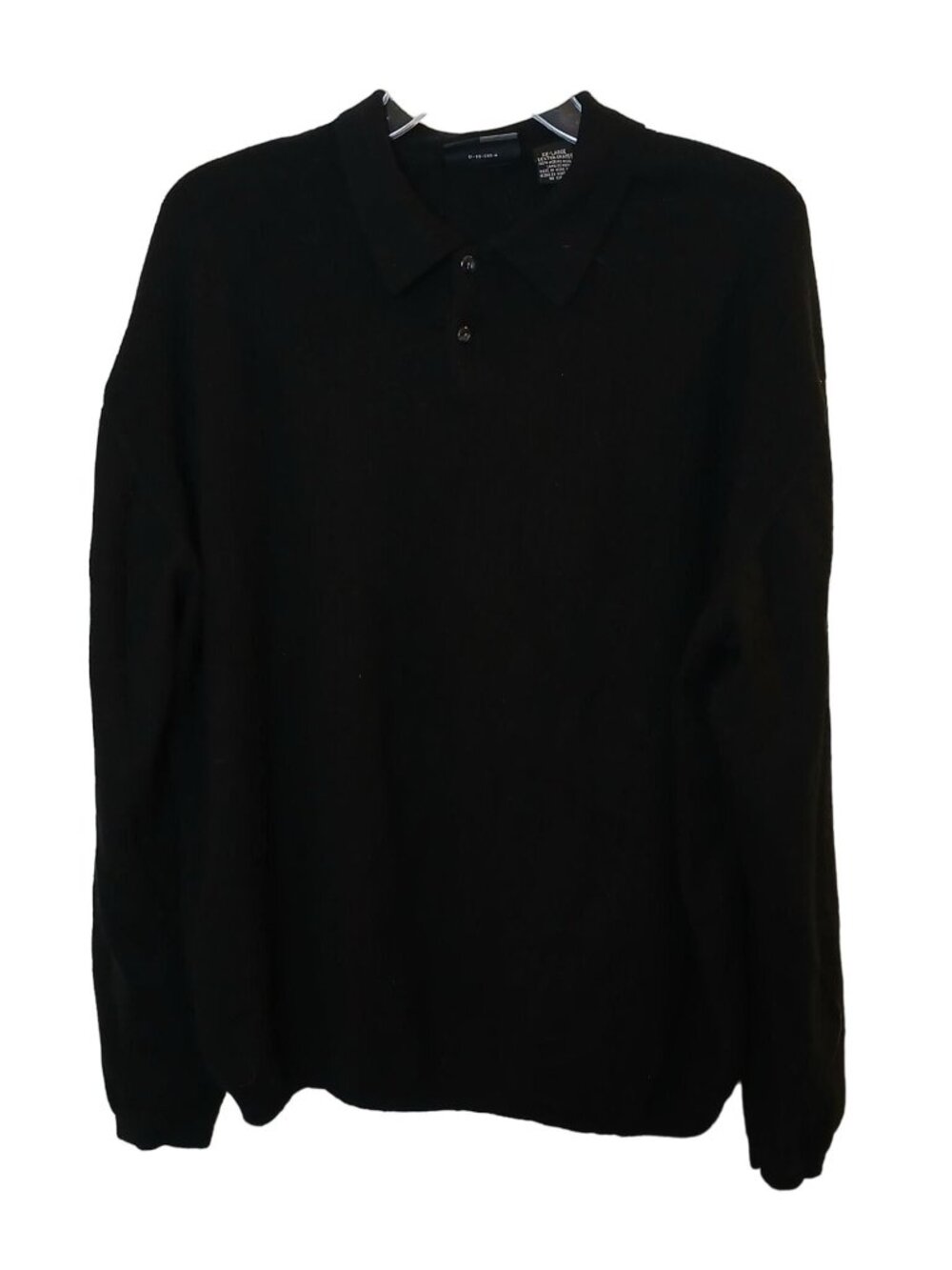 J. Ferrar Mens XX-Large Sweater Shirt Black 100% Merino Wool Long Sleeve #I-7